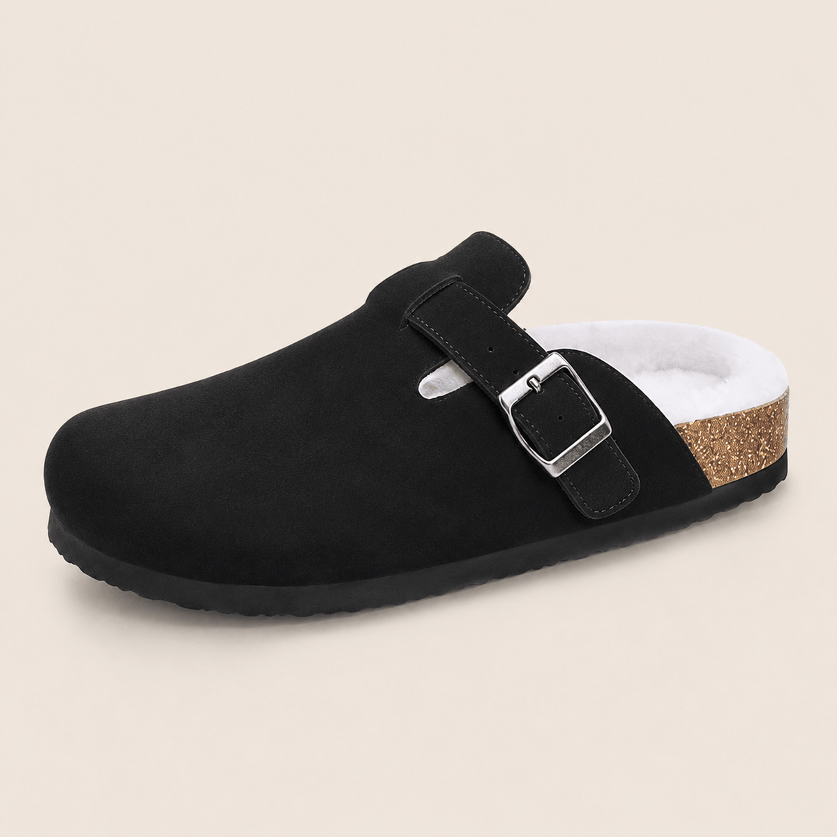 Fur-lined Suede Clogs by Cozy Walk