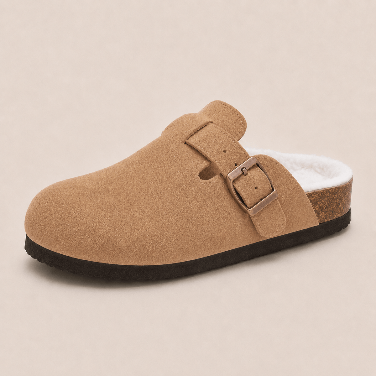 Fur-lined Suede Clogs by Cozy Walk
