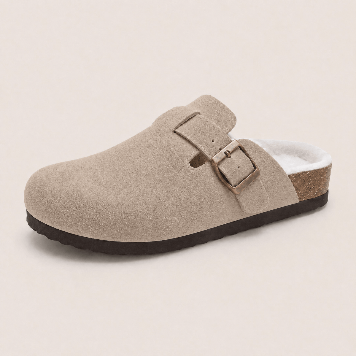 Fur-lined Suede Clogs by Cozy Walk